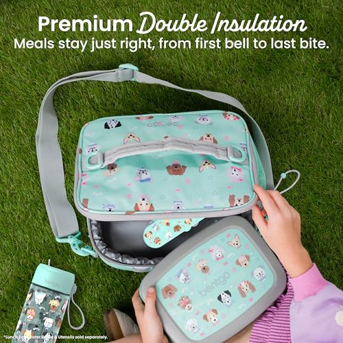 Bentgo Kids Lunch Bag - Durable, Double-Insulated Lunch Bag for Kids 3+; Holds Lunch Box, Water Bottle, & Snacks; Easy-Clean Water-Resistant Fabric & Multiple Zippered Pockets (Puppy Love) - color: Puppy Love