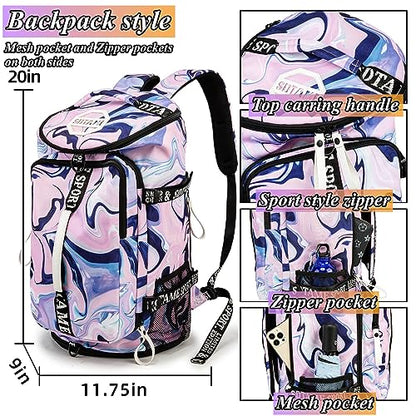 Gym Duffle Bag Backpack with Shoe Compartment,4 ways Travel Backpack for Women and Men,Multi-Functional Weekender bag with Waterproof Layer&Laptop Compartment for Fitness, Travel,Camping - color: Purple