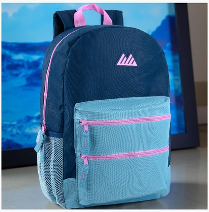 Summit Ridge Colorful Big Backpack for School Kids, Multi Pocket Backpack for Elementary, Middle School Girls, Boys with Padded Straps (Navy/Teal) - color: Navy/Teal