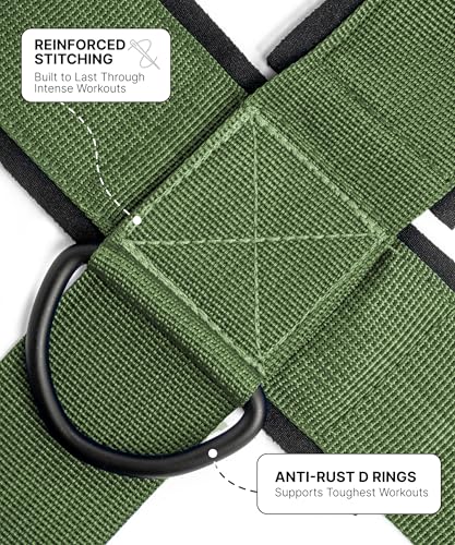 DMoose Fitness Neck Harness for Weight Lifting - Soft Padded Head & Chin Strap with 30" Heavy Duty Steel Chain - Neck Exerciser, Trainer & Strengthener to Support Injury Recovery and Intense Workouts - color: Military Green