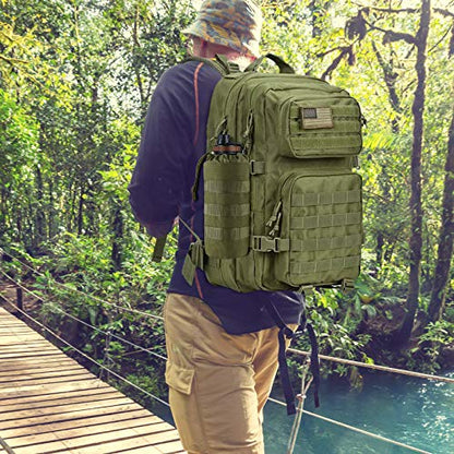 FRTKK Tactical MOLLE Water Bottle Pouch with Drawstring Open Top & Mesh Bottom, Military Water Bottle Holder Bag Sports Travel Hydration Carrier - color: Army Green-1 Pack