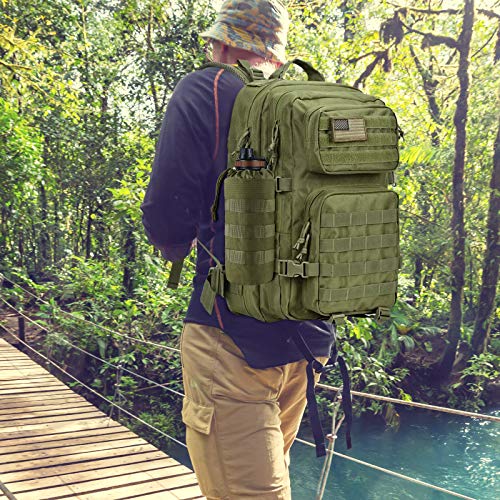 FRTKK Tactical MOLLE Water Bottle Pouch with Drawstring Open Top & Mesh Bottom, Military Water Bottle Holder Bag Sports Travel Hydration Carrier - color: Army green