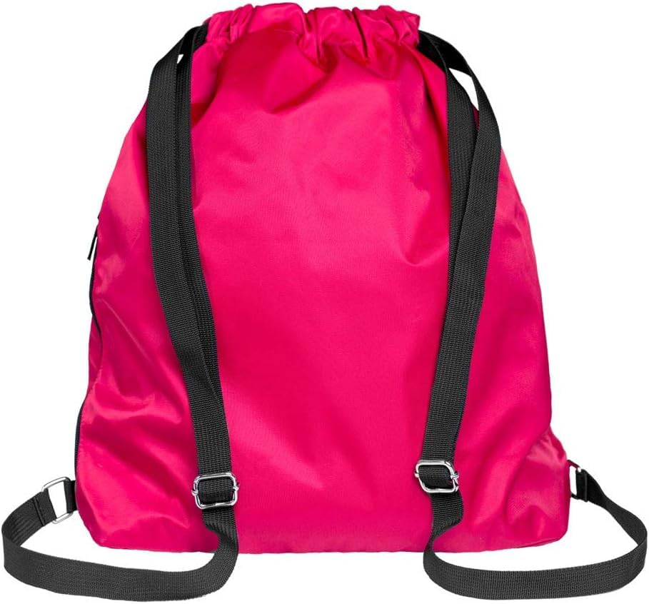 Nfinity Drawstring Backpack Large Capacity Multi-Compartment Cinch Bag - color: Pink