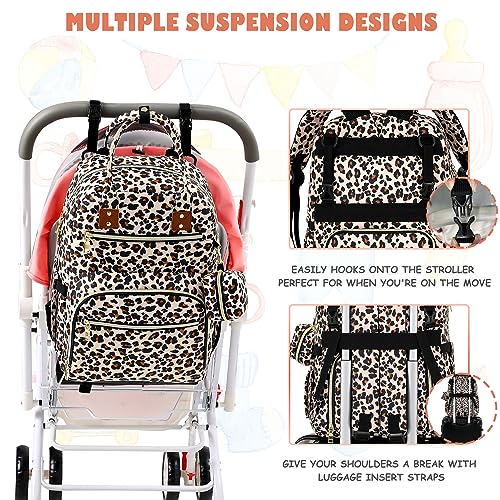 Tenot Baby Diaper Bag Backpack, Travel Diaper Bags for Baby Girl Boy Large Capacity Baby Bag Backpack for Women Leopard Print - color: Leopard