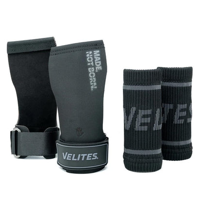 Velites - All Terrain Grips - Official Crossfit® Games Gymnastics Grips - No-Chalk Required - for All Bars & Surfaces - Includes Wristbands & Bag - color: Black, size: X-Large