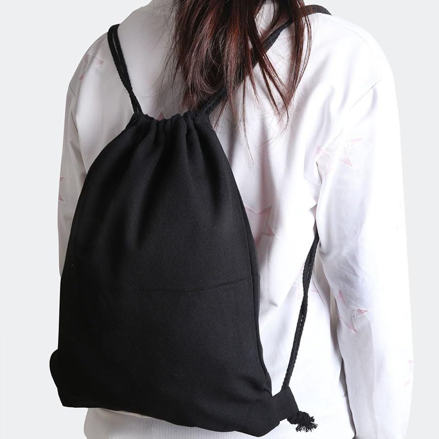 Cotton Canvas Drawstring Gym Backpack, Sackpack, Cinch, Sport String Sack Pack Bags pack-2 (Canvas, White) - color: White, style: Canvas