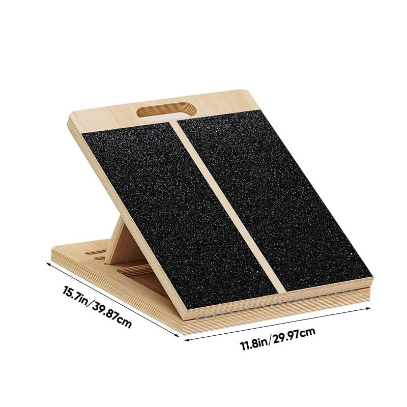 6-Angle Slant Board & Balance Board, 2-in-1 Wooden Mobility Board, Adjustable 40° Incline Stretch Board with Non-Slip Surface, Calf Stretcher and Ankle Balance Board for Adults, Squats, Stability Workouts - color: Single