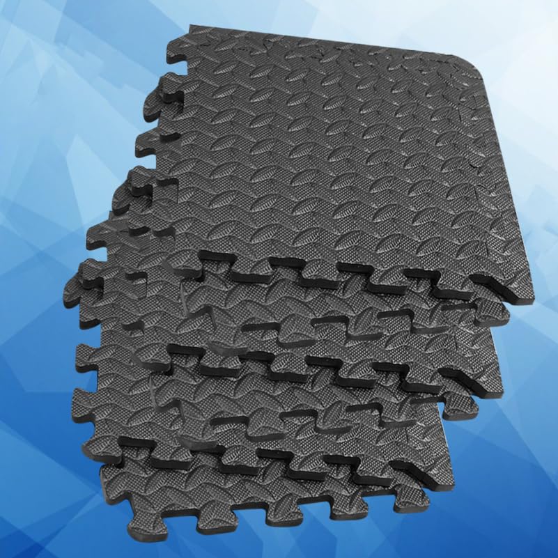 ibasenice Leaf Grain Gym Floor Mats 16 Pieces 11.81X11.81 Inch Eva Foam Interlocking Tiles Thick Cushioned Non-Slip Exercise Mats for Home Gym Yoga Dance