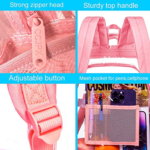 gxtvo Clear Backpack, Heavy Duty Transparent Bookbag, See Through Backpacks for Women Men | Heavy Duty - color: Light Orange
