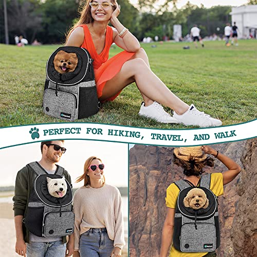 PetAmi Dog Front Carrier Backpack, Adjustable Dog Pet Cat Chest Carrier Backpack, Ventilated Dog Carrier for Hiking Camping Travel, Small Medium Puppy Large Cat Carrying Bag, Max 15 lbs, Gray - color: Gray, size: Large (15.5x9x18)