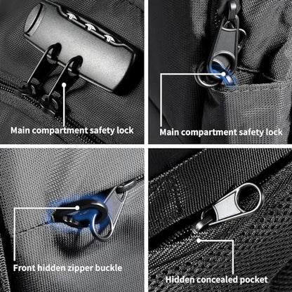Tzowla 40 Liter Anti Theft Backpack with Giant Tumbler Holder Pocket and Lock,17.3 Inch Laptop Backpack - color: A-black, size: 40 l 17.3 inch