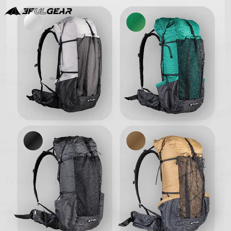 3F UL GEAR QiDian Pro UL 46+10L Backpack Outdoor Climbing Bag Camping Hiking Bags UHMWPE ultralight (Black) - color: Black