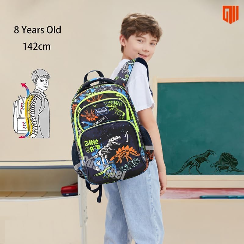 Cusangel 3Pcs Boys Dinosaur Backpack Set with Lunch Box Pencil Case, Dinosaur Backpack for Kids - color: Luminous Dinosaur 3pcs