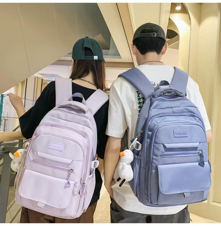 Student Backpack for Teen Girls Boys Preppy Elementary Middle School College Bookbags Cute Aesthetic Trendy Daypack (Purple) - color: Purple