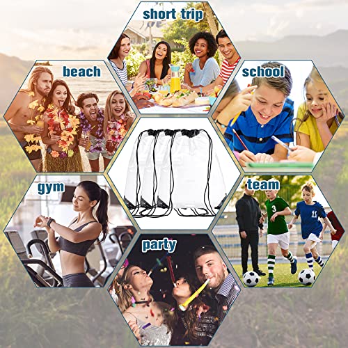 Riakrum 15 Pcs Clear Drawstring Bag Waterproof Small See Through PVC Drawstring Backpack for Stadium College Sport Event(Black) - color: Black