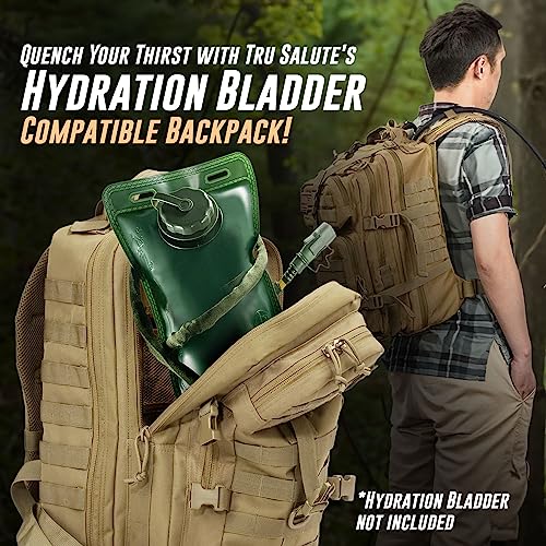 Tru Salute 45L Military Tactical Backpack Large Army 3 Day Assault Pack Molle Bug out Bag Rucksack (Tan) - color: Tan