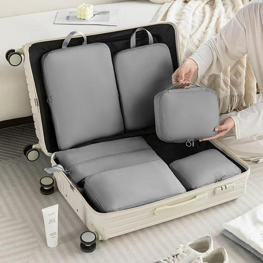 6 Set Packing Cubes Compression Bags for Travel, Waterproof Luggage Organizer, Travel Essentials for Cruise Vacation, Grey - color: Grey