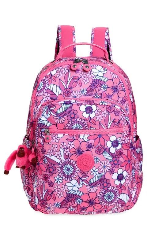 Kipling Women's Seoul Prt 15" Laptop Backpack, Durable, Roomy with Padded Shoulder Straps, Built-In Protective Sleeve - color: Whimsy Wildflowers, size: 12.75''L x 17.25''H x 8''D
