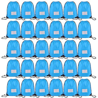 CODOBON 30 Pack Drawstring Bags,Bulk Draw String Backpack, DIY Gym Sports Cinch Bag Sackpack for Women Men, Sky Blue - color: Sky Blue