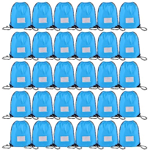CODOBON 30 Pack Drawstring Bags,Bulk Draw String Backpack, DIY Gym Sports Cinch Bag Sackpack for Women Men, Sky Blue - color: Sky Blue