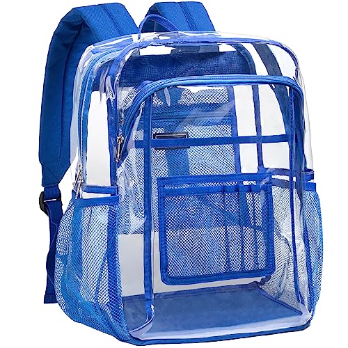 Vorspack Clear Backpack Heavy Duty - Clear Book Bag with Multi-pockets Large See Through Backpack for College Workplace - Blue - color: Blue, size: Large