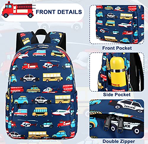 LEDAOU Kids Backpack for Boys Girls Preschool Kindergarten Elementary School Bookbag Toddler School Bag with Chest Strap - color: Car Airplane