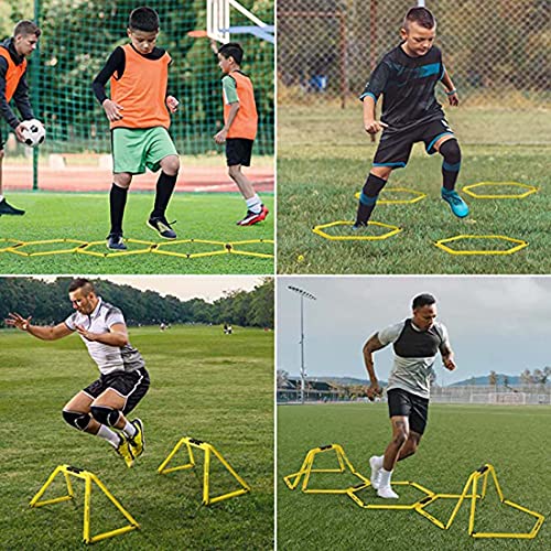 Hexagon Agility Ring Training Circle Ring Speed Agility Ladder Physical Training Ring Football Footwork Trainer Hurdles Agility Ladder Fitness Equipment Multicolor Training Ring 3Pcs - color: yellow
