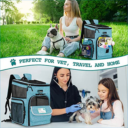 PetAmi Dog Backpack Carrier, Airline Approved 4-Way Entry Cat Backpack Carrier, Ventilated Mesh, Collapsible Pet Carrier for Small Puppy, Kitten, Hiking, Travel Car, Vet, up to 18 lbs, Turquoise - color: Turquoise