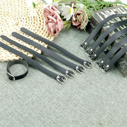 10pcs PU Leather Luggage Tag Straps with Metal Buckle Black Leather Luggage Tag Loops for Suitcases Briefcase Backpacks Travel Hanging Accessories