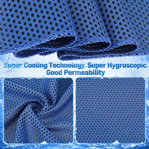 Honoson 20 Pcs12x25 Inch Cooling Hoodie Towel Bulk for Neck and Face 40x12 Inch Quick Dry Sweat Towels Instant Ice Cold Towel for Hot Weather Run Yoga Gym(Light Gray,Dark Blue) - color: Light Gray,dark Blue