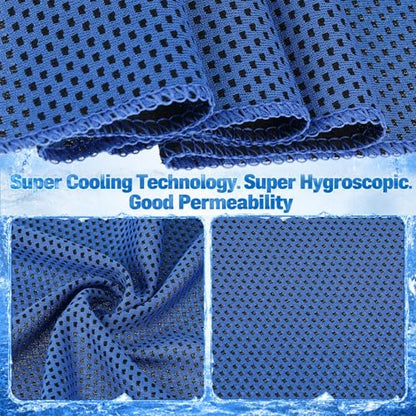 Honoson 20 Pcs12x25 Inch Cooling Hoodie Towel Bulk for Neck and Face 40x12 Inch Quick Dry Sweat Towels Instant Ice Cold Towel for Hot Weather Run Yoga Gym(Light Gray,Dark Blue) - color: Light Gray,dark Blue