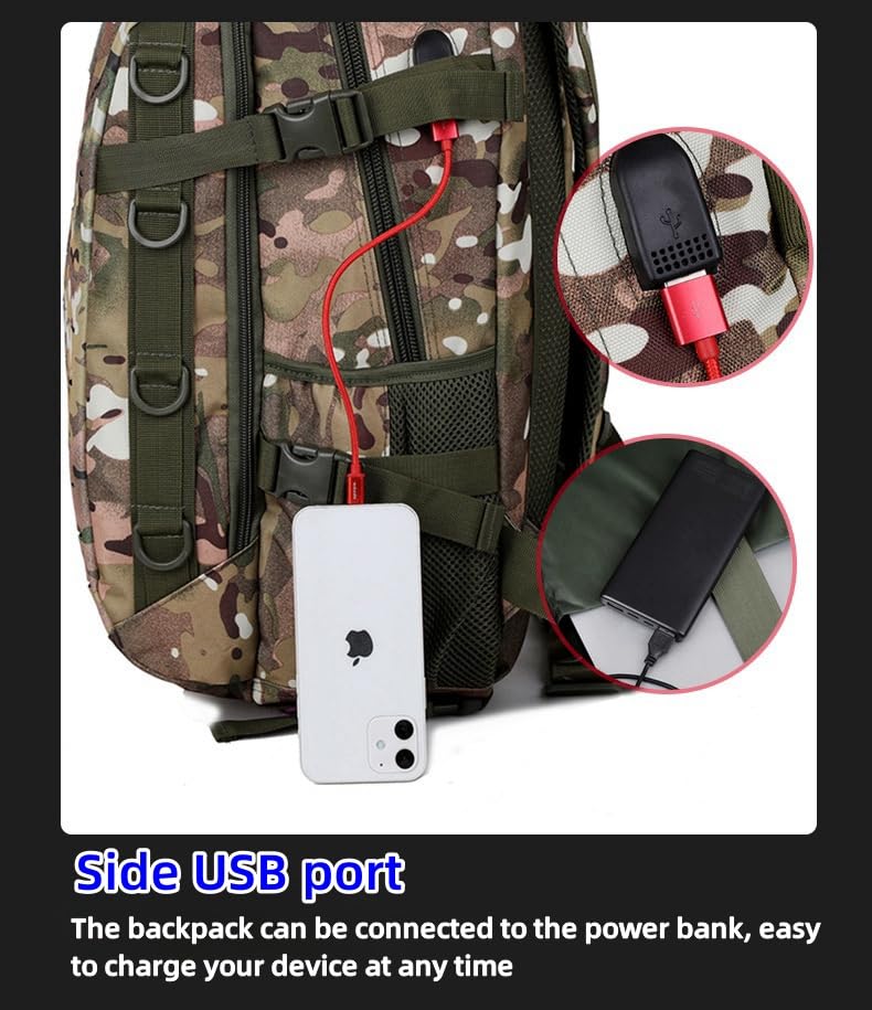 Heavy duty zipper military backpack Outdoor Tactical Backpack，Nylon canvas Knapsack，hiking camping travel Backpack， 3-day backpack，water resistant (Black) - color: Black