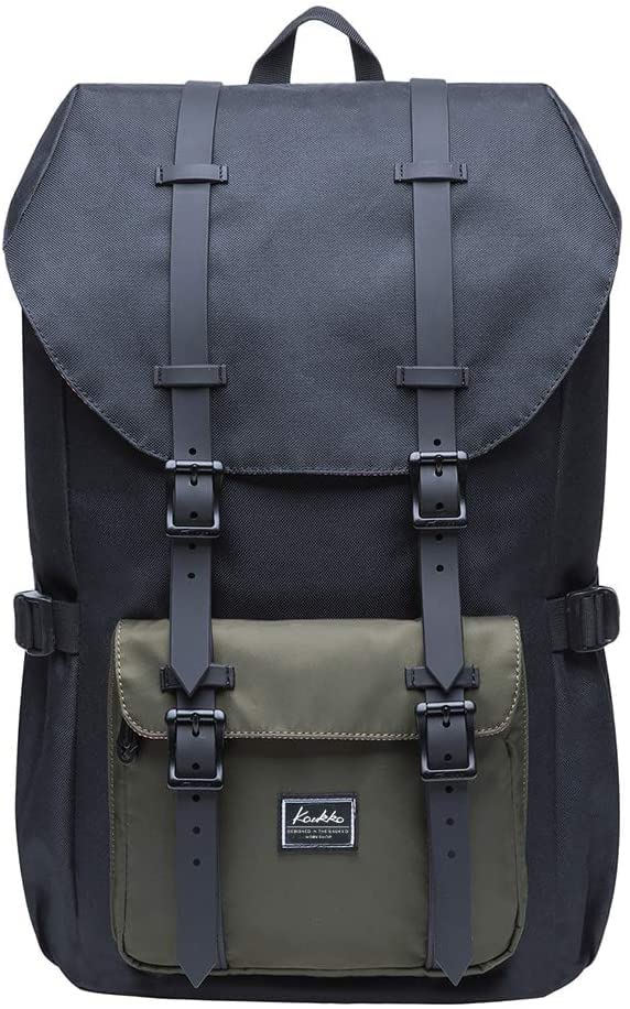 KAUKKO Laptop Outdoor Backpack, Traveling Rucksack Fits 15.6 Inch Laptop(5-5-Blackgreen) - color: 5-5blackgreen