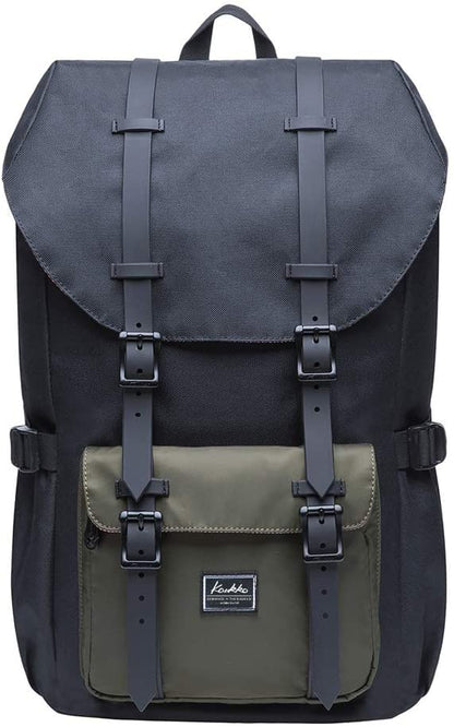KAUKKO Laptop Outdoor Backpack, Traveling Rucksack Fits 15.6 Inch Laptop(5-5-Blackgreen) - color: 5-5blackgreen