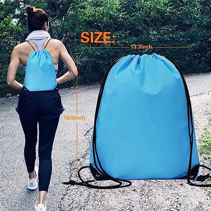 CODOBON 50 Pcs Drawstring Bags, Bulk Draw String Backpack, Cinch Polyester Bag for Gym Sport, Sky Blue - color: Sky Blue