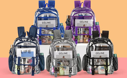 Clear Backpack, Large Clear Bag Stadium Approved Heavy Duty PVC Transparent See Through Backpacks for College,Stadium,Work,Security,Festivall,Light Purple - color: Light Purple