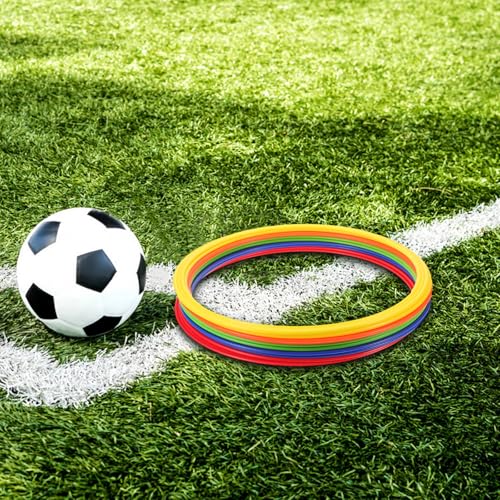 Kisangel 10pcs Speed and Agility Training Rings Plastic Exercise Hoops for Soccer Agility Drills Football Footwork Practice Outdoor Training Equipment