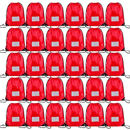 30 Pack Drawstring Bags,Bulk Draw String Backpack, DIY Gym Sports Cinch Bag Sackpack for Women Men, Red - color: Red