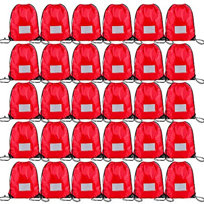 30 Pack Drawstring Bags,Bulk Draw String Backpack, DIY Gym Sports Cinch Bag Sackpack for Women Men, Red - color: Red