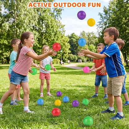 LOVEINUSA 12 Pack Bouncy Ball Knobby Massage Ball, 5" Spiky Sensory Toy for Kids & Adults, Stress Relief Office Desk Fidget Toy, School Prize & Party Favors with Pump