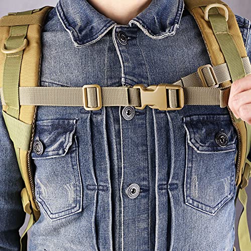 XTACER Backpack Chest Strap Adjustable Backpack Sternum Strap Chest Belt with Buckle (Pack of 4) - color: TAN