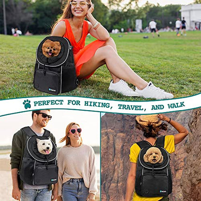 PetAmi Adjustable Dog & Cat Chest Carrier Backpack, Ventilated for Hiking, Camping & Travel, Max 10 lbs, Black - color: Black, size: 15.5"L x 8.0"W x 15.0"H