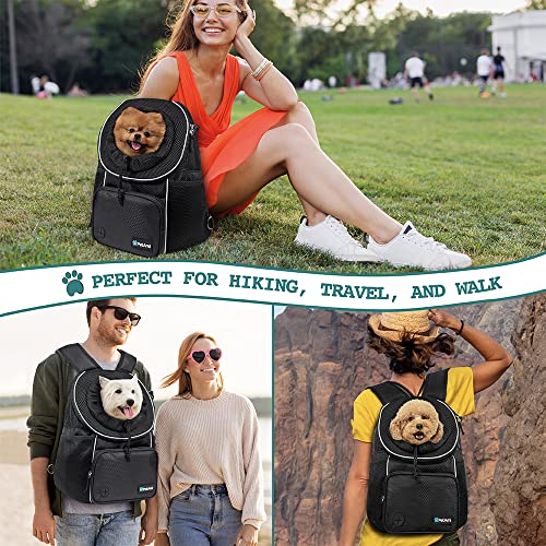 PetAmi Dog Front Carrier Backpack, Adjustable Dog Pet Cat Chest Carrier Backpack, Ventilated Dog Carrier for Hiking Camping Travel, Small Medium Dog Puppy Large Cat Carrying Bag, Max 15 lbs, Black - color: Black, size: Large (15.5x9x18)