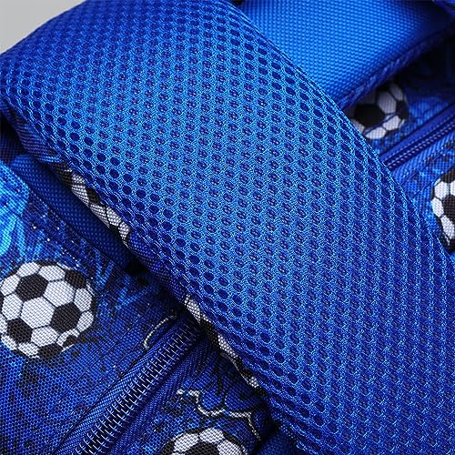 MYGOO Boys School Backpack Vineyard Soccer Blue Bookbag for Elementary Middle School Ages 5-12, 17 inch Large Capacity 24L Kids Student Travel Bags - color: Vineyard Soccer Blue