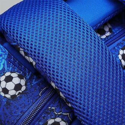 MYGOO Boys School Backpack Vineyard Soccer Blue Bookbag for Elementary Middle School Ages 5-12, 17 inch Large Capacity 24L Kids Student Travel Bags - color: Vineyard Soccer Blue