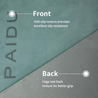 PAIDU Yoga Mat Non Slip Anti-tear,extra thick-2/5 inch（10MM）High Resiliency Professional POE Yoga Mats for Women Men Kids,72"x24"inch,Workout, Yoga, Pilates and Floor Exercise, with Carrier Strap - color: Deep green+Gray.