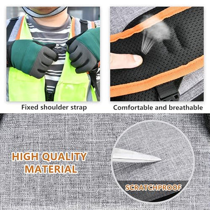 Tool Bag Backpack, 75 Pockets & Loops Heavy Duty Tools Organizer Bags/HVAC Tool Carrier for Eelectrician/Construction Work with Molded Base and Combination Lock, Large, Grey - color: Grey