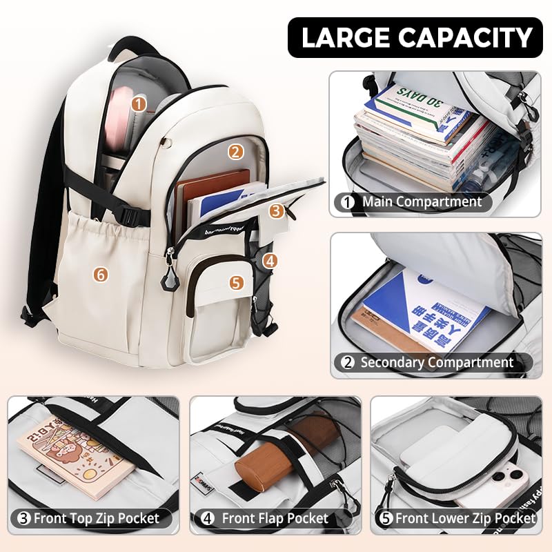 Laptop Backpack Large Cool Aesthetic Waterproof Hiking Travel Backpacks Multiple Pockets Book Bag for College Women Men (Black) - color: Black