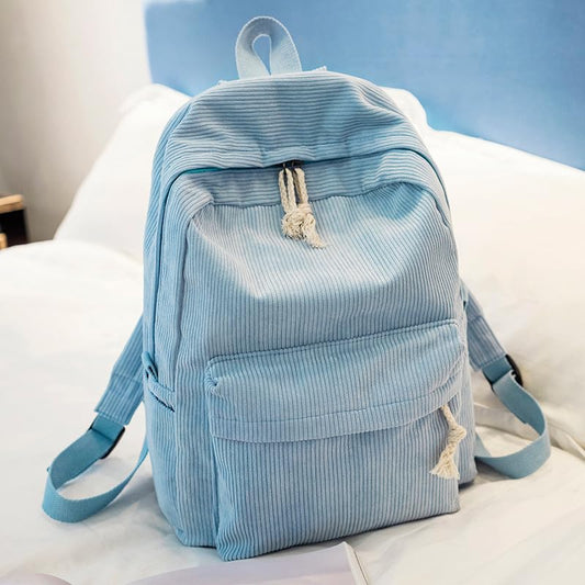 Corduroy Travel Backpack for Women Men, 14 Inch Laptop Backpack, Lightweight Work Backpacks, Large Capacity Bags for Hiking, Camping, Overnight Daily Use,15.7"×11"×4.7", Blue - color: Blue