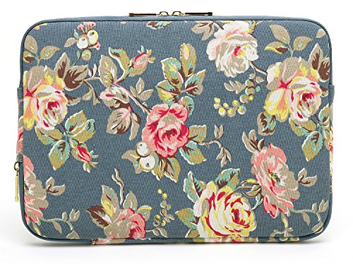 kayond Water-Resistant Canvas 13.3 Inch Laptop Sleeve-Blue Water Hyacinth - color: Blue water hyacinth, size: 13-13.3 inch
